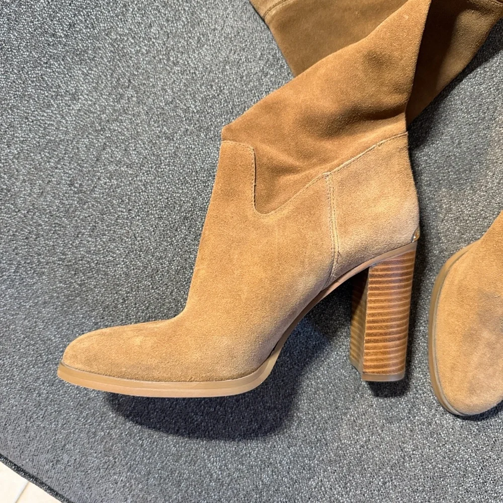 Michael Kors Women’s Regina Over the Knee Boots 8.5 M Tan Suede High Heel NWOB